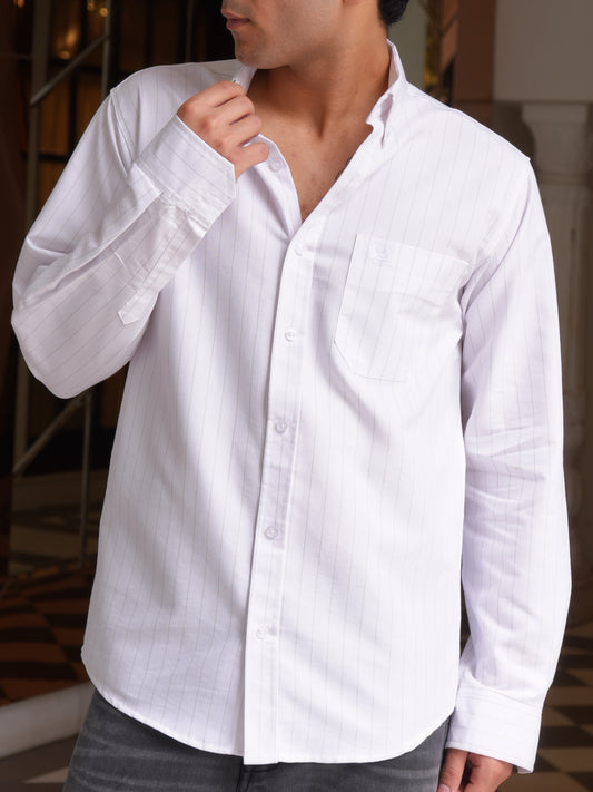 The Pinstripe Oxford - White Shirt