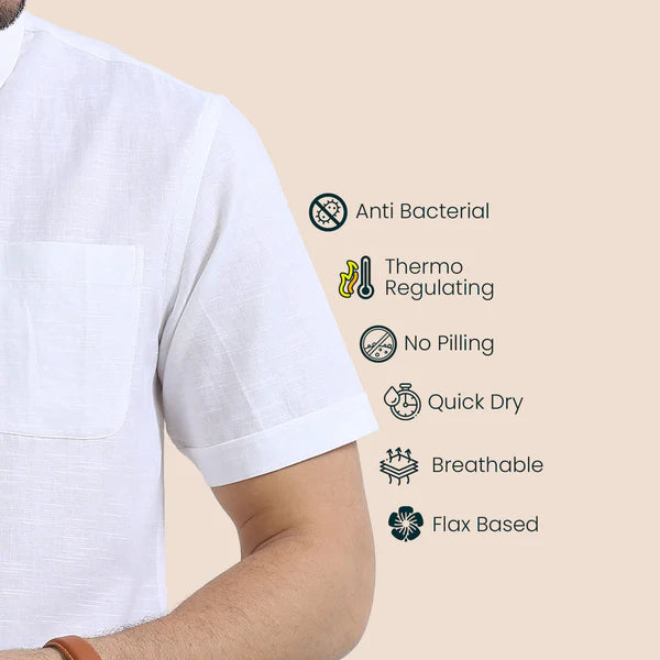Breeze Linen Half Sleeves Shirt In Snow