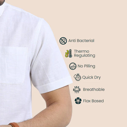 Breeze Linen Half Sleeves Shirt In Snow