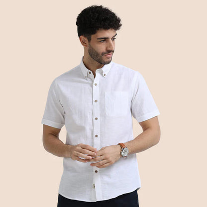 Breeze Linen Half Sleeves Shirt In Snow