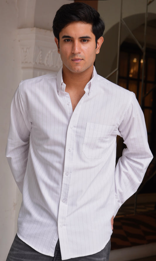 The Pinstripe Oxford - White Shirt