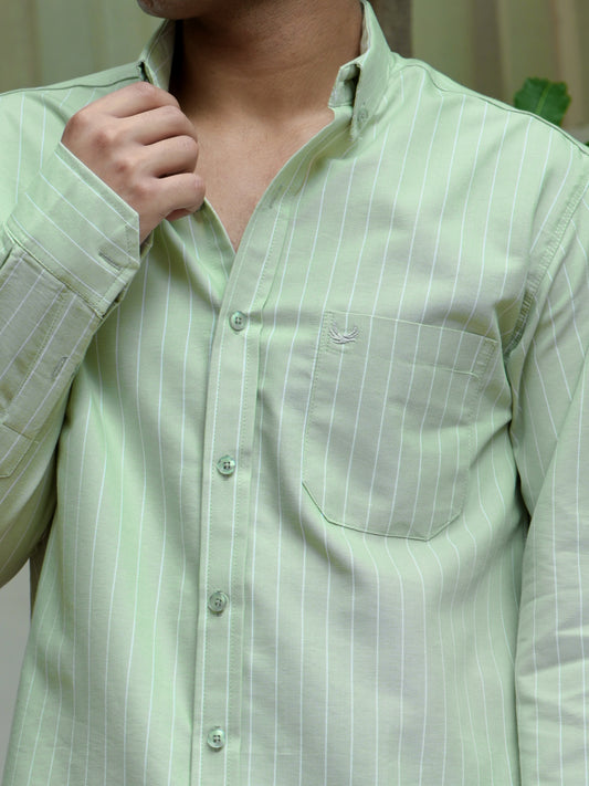 The Pinstripe Oxford - Green Shirt