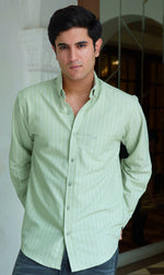 The Pinstripe Oxford - Green Shirt