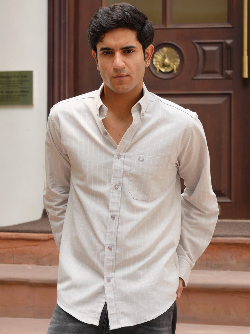 The Pinstripe Oxford - Grey Shirt