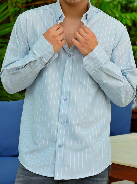 The Pinstripe Oxford - Blue Shirt
