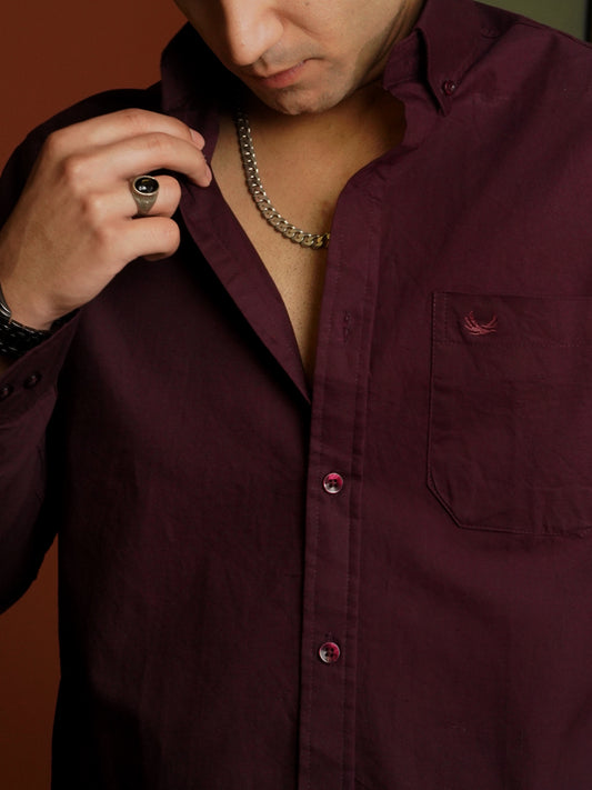 The Essential Oxford - Maroon Shirt